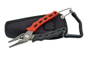 Red Black Aluminum 7 inch Rubber Grip Fishing Plier