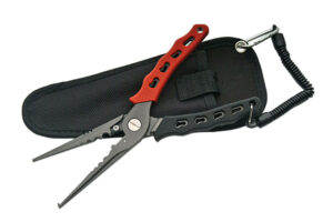 Red Black Aluminum 9 inch Rubber Grip Fishing Plier