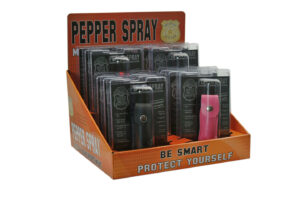 12 PC ASSORTED POLICE PEPPER SPRAY DISPLAY
