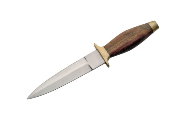 Double Edge Stainless Steel Blade | Wooden Brass Handle 6 inch Edc Boot Knife