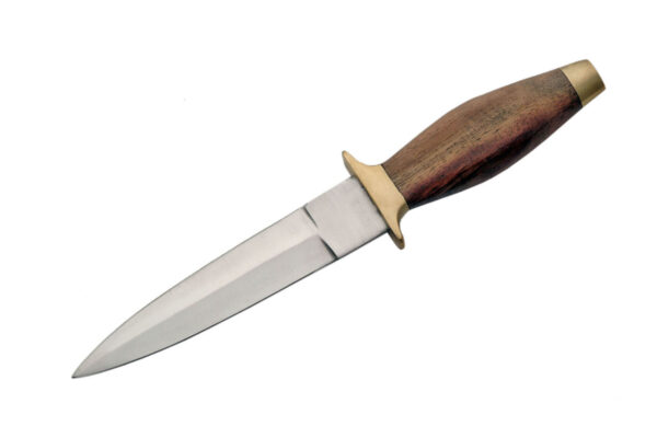 Double Edge Stainless Steel Blade | Wooden Brass Handle 7.5 inch Edc Boot Knife