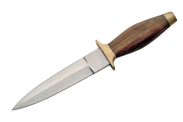 Double Edge Stainless Steel Blade | Wooden Brass Handle 9 inch Edc Boot Knife