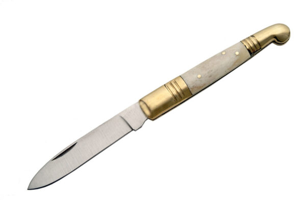 Old Fashioned Stainless Steel Blade | Bone Handle 4.5 inch Edc Pocket Folding Knife