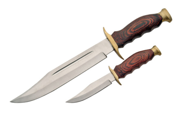Hunting Stainless Steel Blade | Wooden Handle 2 Piece Knife Set