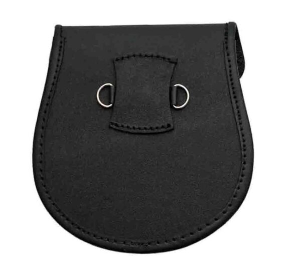 3 Tassel Cowhide Sporran Embossed Black Leather