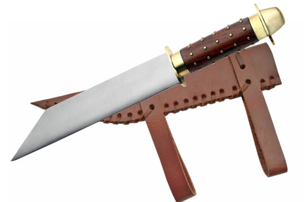 Seax Studded Stainless Steel Blade | Wooden Handle 15.5 inch Hunting Knife