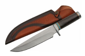 Turquoise Stainless Steel Blade | Wooden Handle 12.5 inch Edc Bowie Hunting Knife