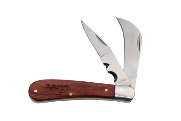 Rite Edge Stainless Steel Double Blade | Wooden Handle 4 inch Pruning Folding Knife