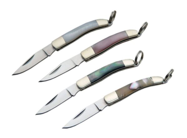 Chili Necklace Stainless Steel Blade | Mother Of Pearl Handle Folding Knife Set