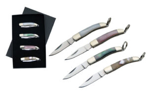Chili Necklace Stainless Steel Blade | Mother Of Pearl Handle Folding Knife Set