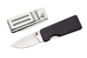 Money Clip Stainless Steel Blade | Black Aluminum Handle 2.5 inch Edc Pocket Folding Knife