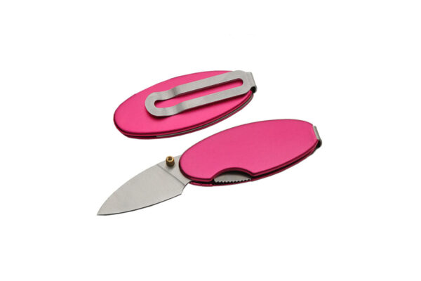 Mini Pebble Stainless Steel Blade | Pink Aluminum Handle 2.75 inch Edc Pocket Folding Knife