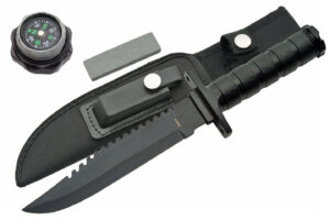 12" BLACK HANDLE SURVIVAL KNIFE