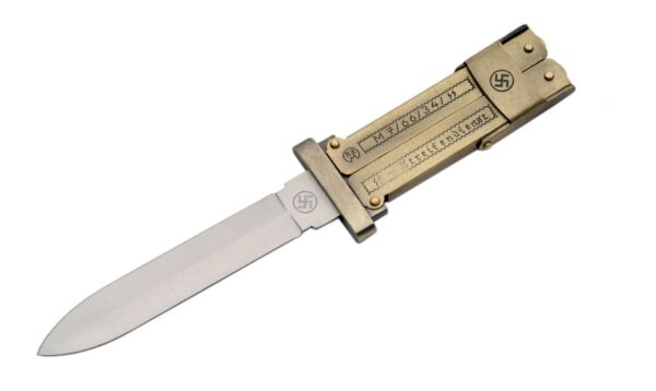 German Paratrooper Stainless Steel Blade | Antique Brass Finish Handle 5.75 inch Hunting Knife