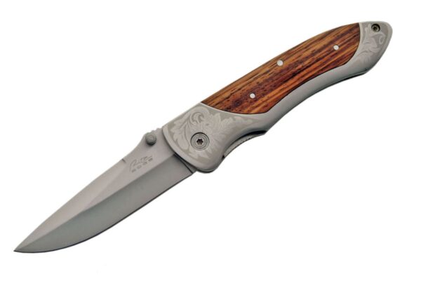 Laser Etched Stainless Steel Handle | Zebra Wood Handle 4.25 inch Edc Folding Knife