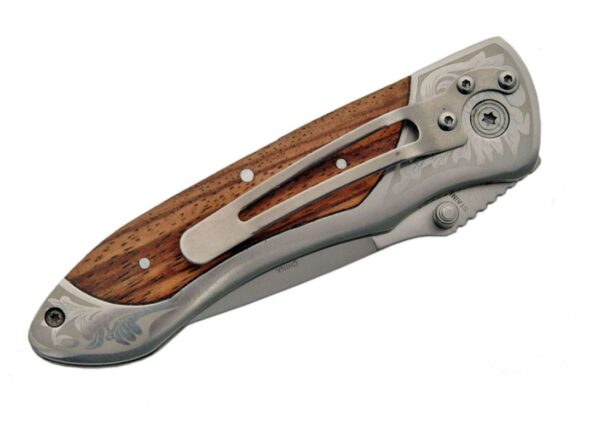 Laser Etched Stainless Steel Handle | Zebra Wood Handle 4.25 inch Edc Folding Knife