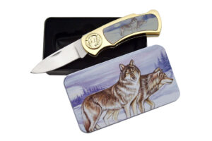 Wolf And Moon Stainless Steel Blade | Plastic Handle 4 inch Edc Folding Knife