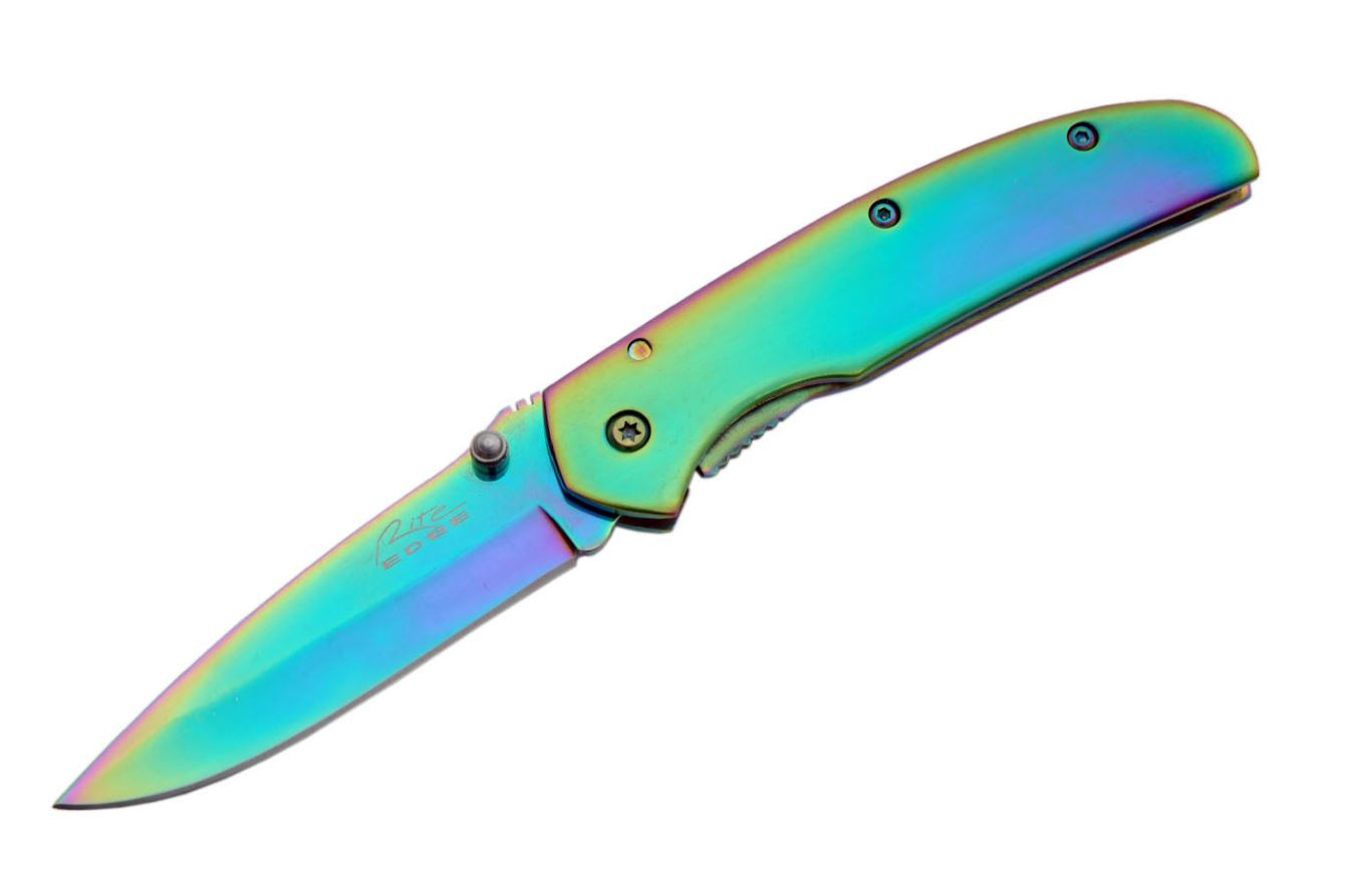 4″ Rainbow Folding Knife With Clip 4″ Rainbow Folding Knife With Clip