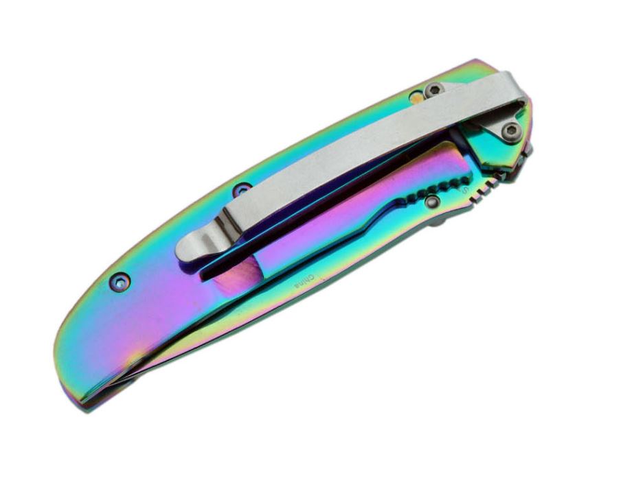 4″ Rainbow Folding Knife With Clip 4″ Rainbow Folding Knife With Clip