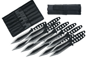 6" 12 PC BLACK STREAK THROWING KNIFE SET
