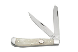 3.75" LARGE TRAPPER WHITE PEARL HANDLE