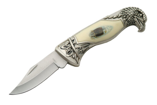 Eagle Claw Stainless Steel Blade | Metal Handle With Eagle Artwork 4.5 inch Edc Pocket Folding Knife
