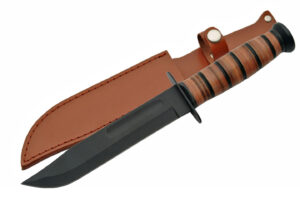 WWII Stainless Steel Blade | Stacked Leather Handle 12 inch Edc Combat Knife