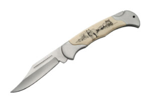 Wolf Wildlife Stainless Steel Blade Handle 4.25 inch Edc Folding Knife