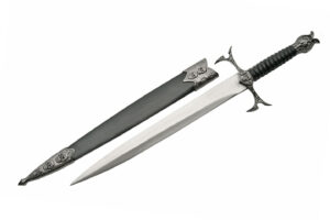Skull Stainless Steel Blade | Black Plastic Handle 13.5 inch Dagger Knife