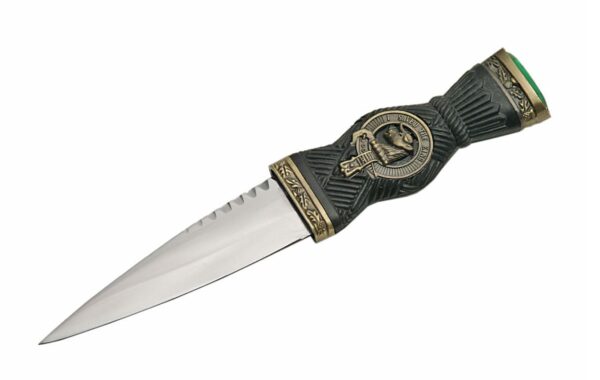 Turn Bull Stainless Steel Blade | Black & Bronze Finish Rubber Handle 7.25 inch Edc Scottish Dirk Knife