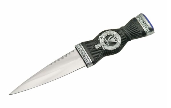 Harp Stainless Steel Blade | Black Rubber Silver Finish Handle 7.25 inch Edc Scottish Dirk Knife