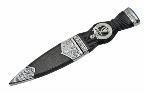 Harp Stainless Steel Blade | Black Rubber Silver Finish Handle 7.25 inch Edc Scottish Dirk Knife