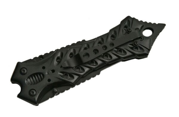 Double Alien Stainless Steel Blade | Black Aluminum Handle 9 inch Edc Folding Knife