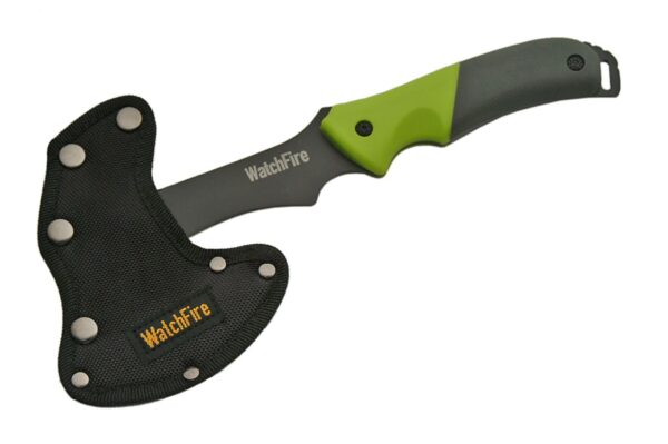 Watchfire Stainless Steel Blade | Green & Grey Rubber Handle 11.5 inch Camping Hatchet