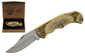 Deer Stainless Steel Blade Decorative Deer Handle 4.75 inch Edc Folding Knife