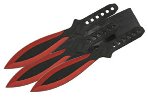 9" 3PC RED THROWING KNIFE SET