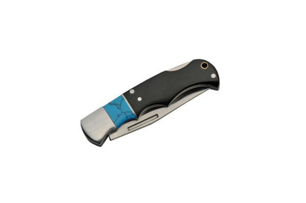 Blue Baby Stainless Steel Blade | Pakkawood Handle With Faux Turquoise 6 inch Edc Folding Knife