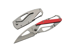 3" STAINLESS STEEL/RED CARABINER FOLDER