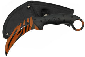Tiger Print Stainless Steel Blade | Black Abs Handle 8.5 inch Edc Karambit Knife