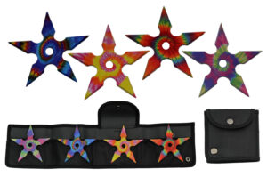 Tie Dye Stainless Steel 4 inch | 4 piece Throwing Star Set