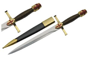 Gold Crusader Stainless Steel Blade | Wire Wrapped Handle 15.25 inch Dagger Knife