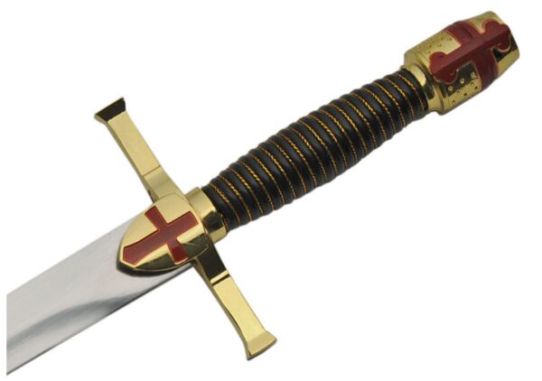Gold Crusader Stainless Steel Blade | Wire Wrapped Handle 15.25 inch Dagger Knife