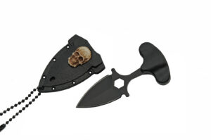 Skull Stainless Steel Blade | Black Abs Handle 3.25 inch Edc Push Dagger Knife