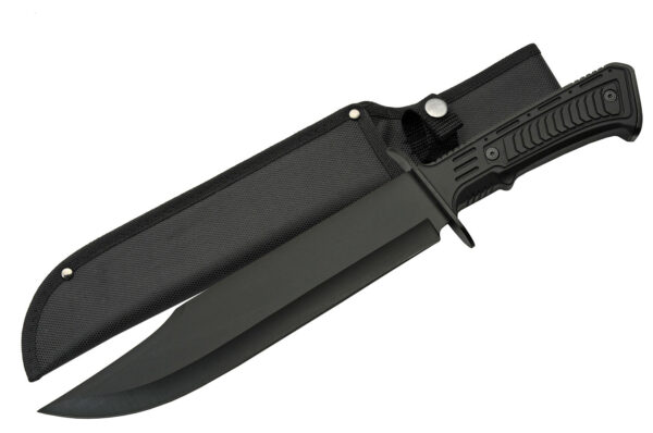 15" Outdoor Survival Black Tech Bowie Blade Knife