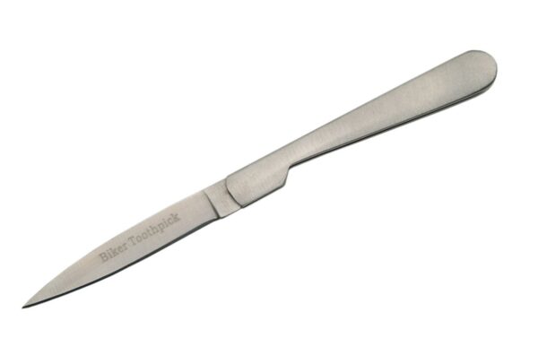 Biker Stainless Steel Blade & Handle 3 inch EDC Pocket Folding Toothpick Knife