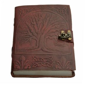 Tree Of Life Leather Embossed 5″x7″ Notebook Journal With Lock