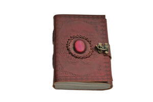 Pink Onyx Leather Embossed 5″x7″ Notebook Journal With Lock