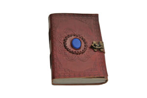 Blue Onyx Leather Embossed 5″x7″ Notebook Journal With Lock