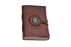 Turquoise Onyx Leather Embossed 5″x7″ Notebook Journal With Lock