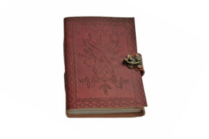 Green Man Leather Embossed 5″x7″ Notebook Journal With Lock